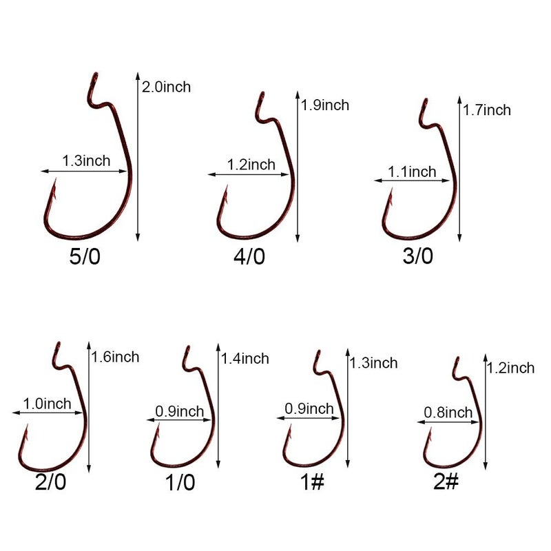 Laxygo 30pcs/Pack Offset Worm Fishing Hooks Black/Red Color Fishing Hook - Image 2